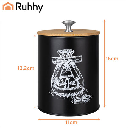 Ruhhy 24578 Voorraadpotten Set - 4 Stuks - 1,5 Liter - Zwart / Bamboe