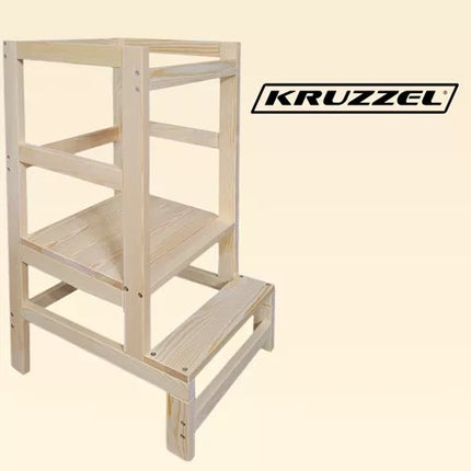 Kruzzel Kitchen Helper - Verstelbare Keukenhulp voor Kinderen - Grenenhout