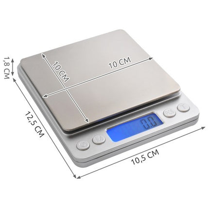 Ruhhy 24210 Precisie Keukenweegschaal - 2 kg / 0,1 g - Inclusief 2 Bakjes