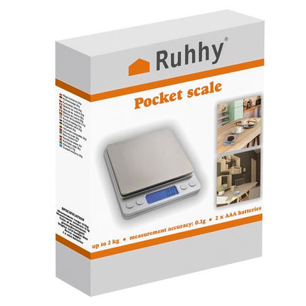 Ruhhy 24210 Precisie Keukenweegschaal - 2 kg / 0,1 g - Inclusief 2 Bakjes