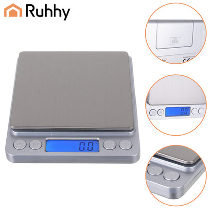 Ruhhy 26507 Precisie Keukenweegschaal - 2 kg / 0,1 g - Met 2 Bakjes - LCD
