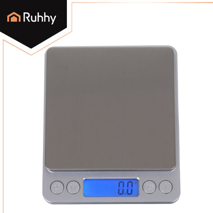 Ruhhy 26507 Precisie Keukenweegschaal - 2 kg / 0,1 g - Met 2 Bakjes - LCD