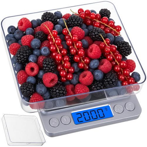 Ruhhy 26507 Precisie Keukenweegschaal - 2 kg / 0,1 g - Met 2 Bakjes - LCD