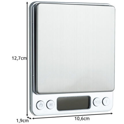Ruhhy Precisie Keukenweegschaal - 500g / 0,01g - Met 2 Bakjes - LCD
