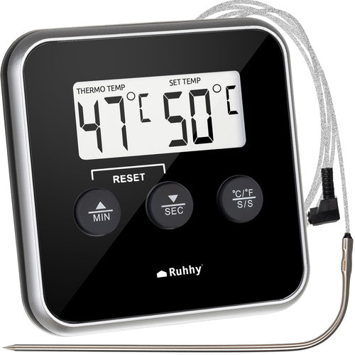 Ruhhy Digitale Keukenthermometer met Sonde – LCD Scherm – Timer – Magneet