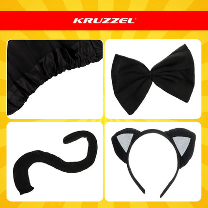 Kruzzel Katten Kostuumset - 4-Delig - Universele Maat - Zwart