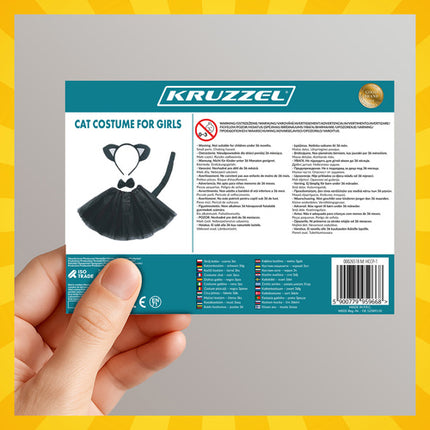 Kruzzel Katten Kostuumset - 4-Delig - Universele Maat - Zwart