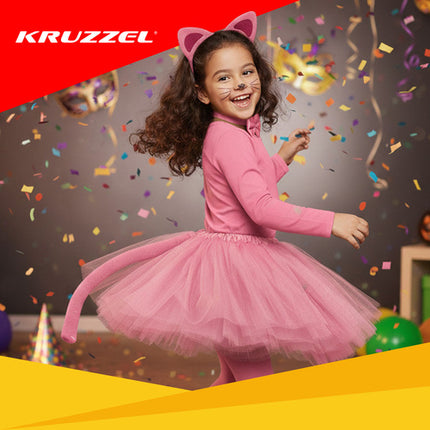 Kruzzel Katten Kostuumset - 4-Delig - Universele Maat - Roze
