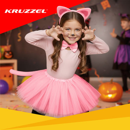 Kruzzel Katten Kostuumset - 4-Delig - Universele Maat - Roze