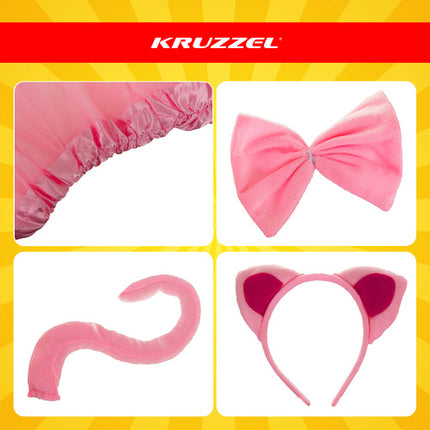 Kruzzel Katten Kostuumset - 4-Delig - Universele Maat - Roze