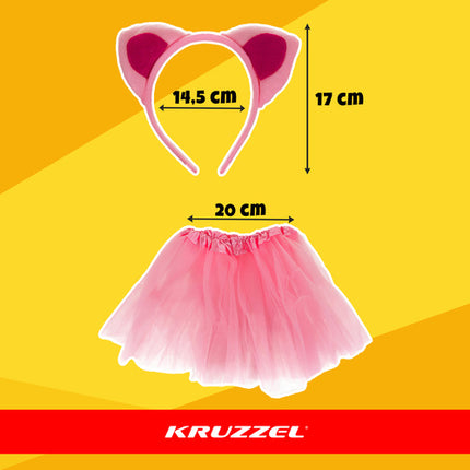 Kruzzel Katten Kostuumset - 4-Delig - Universele Maat - Roze