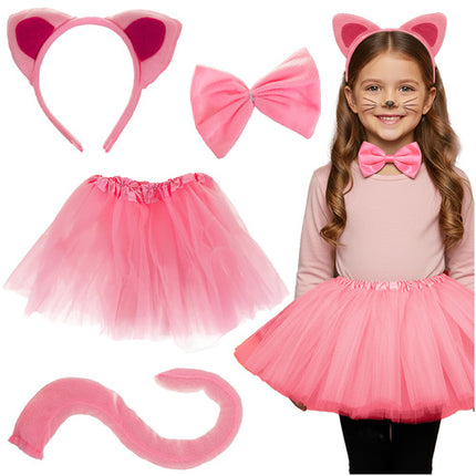 Kruzzel Katten Kostuumset - 4-Delig - Universele Maat - Roze