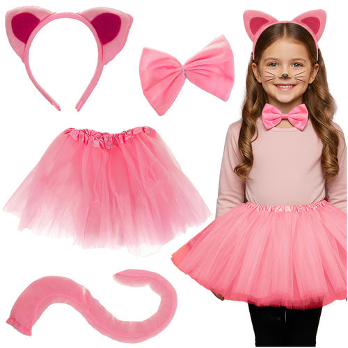 Kruzzel Katten Kostuumset - 4-Delig - Universele Maat - Roze