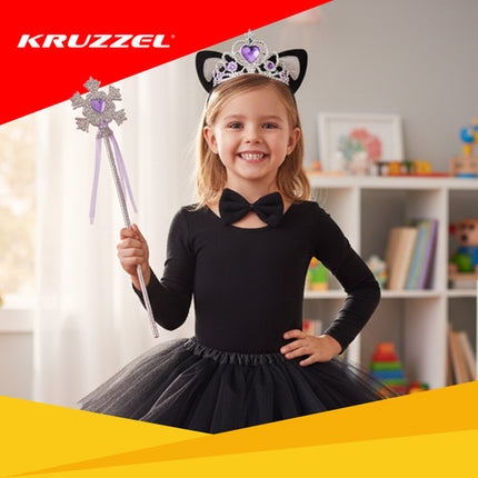 Kruzzel Katten Kostuumset - 7-Delig - Universele Maat - Zwart