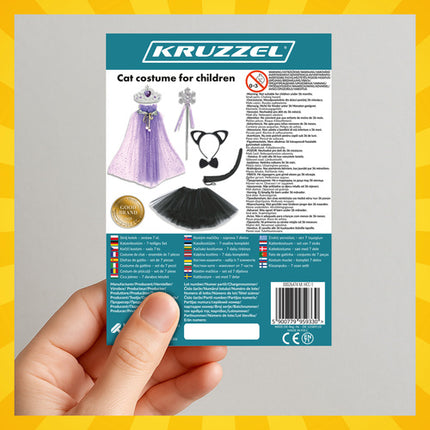 Kruzzel Katten Kostuumset - 7-Delig - Universele Maat - Zwart