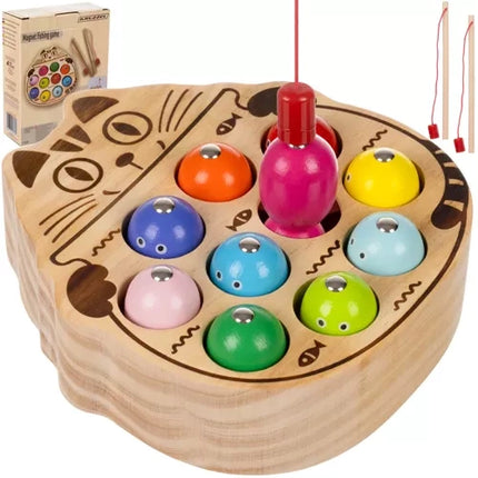 Kruzzel Magnetisch Visspel - Houten Kattenbord - 10 Vissen