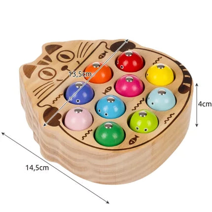 Kruzzel Magnetisch Visspel - Houten Kattenbord - 10 Vissen