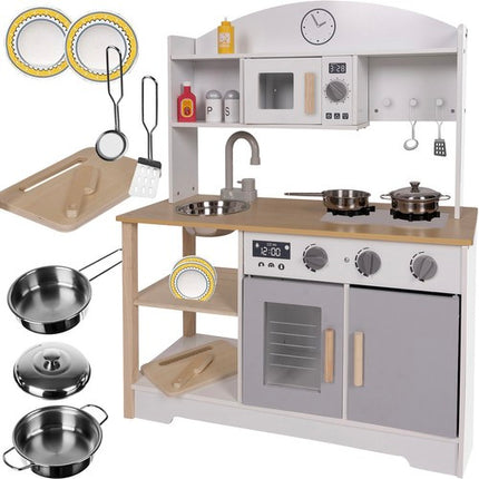 Kruzzel Houten Speelkeuken - Inclusief Accessoires en Geluid - 85 cm
