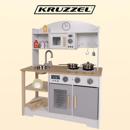 Kruzzel Houten Speelkeuken - Inclusief Accessoires en Geluid - 85 cm