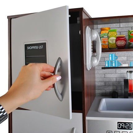 Kruzzel Houten Speelkeuken - Luxe Kinderkeuken met LED en Accessoires - Bruin/Wit