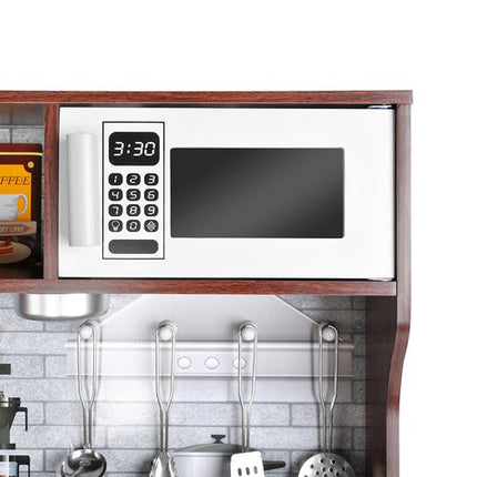 Kruzzel Houten Speelkeuken - Luxe Kinderkeuken met LED en Accessoires - Bruin/Wit