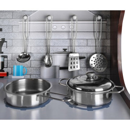 Kruzzel Houten Speelkeuken - Luxe Kinderkeuken met LED en Accessoires - Bruin/Wit