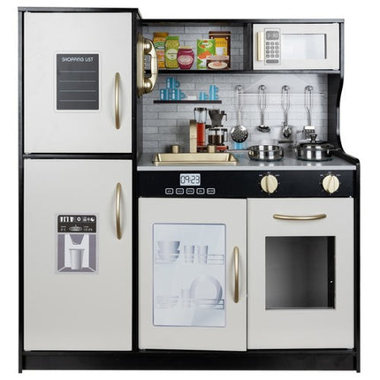 Kruzzel Houten Speelkeuken - Luxe Kinderkeuken met LED en Accessoires - Zwart/Wit