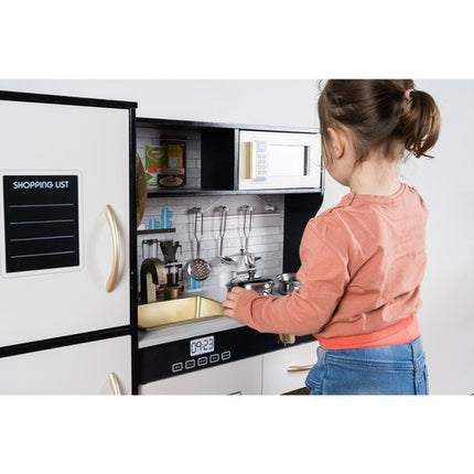 Kruzzel Houten Speelkeuken - Luxe Kinderkeuken met LED en Accessoires - Zwart/Wit