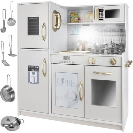 Kruzzel Houten Speelkeuken - Luxe Kinderkeuken met LED en Accessoires - Wit