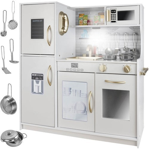 Kruzzel Houten Speelkeuken - Luxe Kinderkeuken met LED en Accessoires - Wit