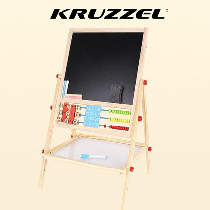 Kruzzel Dubbelzijdig Houten Schoolbord - 6-in-1 Educatief Bord