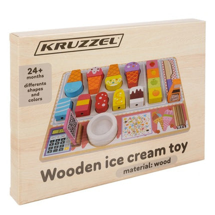 Kruzzel Houten IJssalon Set - 27-Delig - Inclusief Snijbare Ijsjes