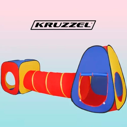 Kruzzel 3-in-1 Kindertent - Tipi, Tunnel en Speelhuis - 288 x 94 x 70 cm - Multicolour