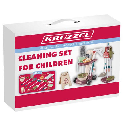 Kruzzel 18-delige Schoonmaakset voor Kinderen - Met Stofzuiger en Transportkar