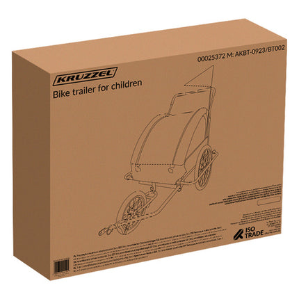 Kruzzel 3-in-1 Fietskar - 2-Zits - Jogger & Wandelwagen - Grijs
