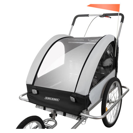 Kruzzel 3-in-1 Fietskar - 2-Zits - Jogger & Wandelwagen - Grijs