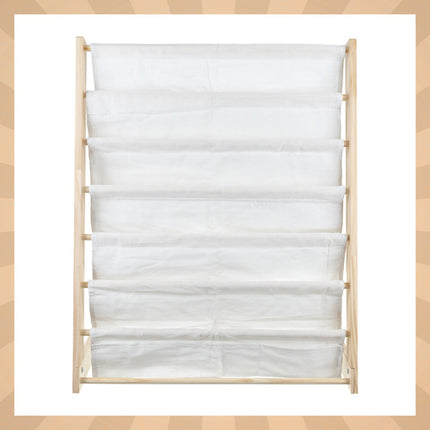 Kruzzel Kinderboekenrek - 6 Planken - Hout & Stof - 79 x 62,5 x 30 cm