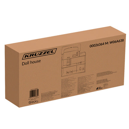 Kruzzel Groot Houten Poppenhuis - 3 Etages - Inclusief LED & Meubels