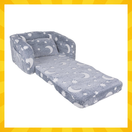Kruzzel Kinderfauteuil - 2-in-1 Zit- en Ligstoel - Fluorescerend - Pluche