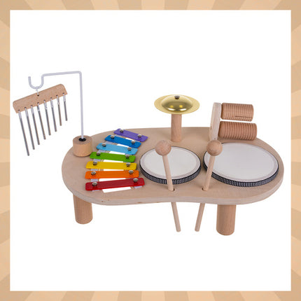 Kruzzel Houten Muziektafel - Educatief Speelgoed met Trommel & Bekken