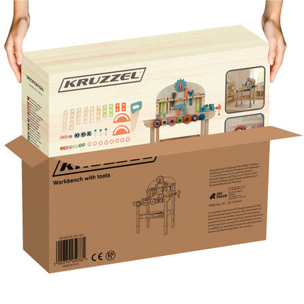 Kruzzel Houten Werkbank - 3-in-1 Gereedschapsset voor Kinderen
