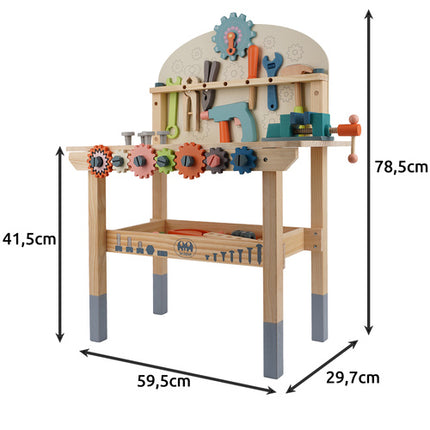 Kruzzel Houten Werkbank - 3-in-1 Gereedschapsset voor Kinderen