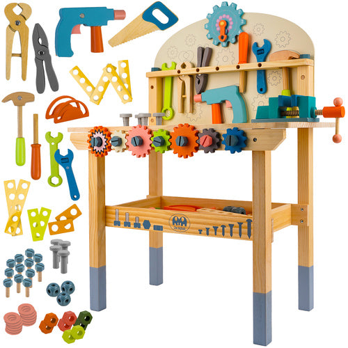 Kruzzel Houten Werkbank - 3-in-1 Gereedschapsset voor Kinderen
