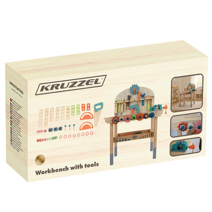 Kruzzel Houten Werkbank - 3-in-1 Gereedschapsset voor Kinderen