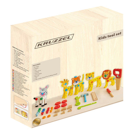Kruzzel Houten Gereedschapskist - Educatieve Bouwset met Accessoires