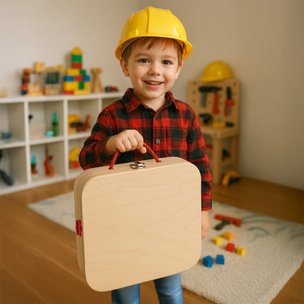 Kruzzel Houten Gereedschapskist - Educatieve Bouwset met Accessoires