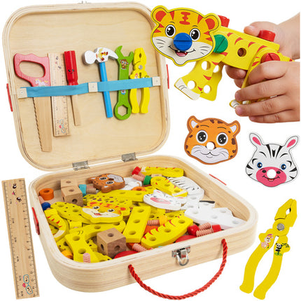 Kruzzel Houten Gereedschapskist - Educatieve Bouwset met Accessoires