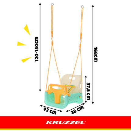 Kruzzel 3-in-1 Kinderschommel - Groeimodel - Crème/Turquoise