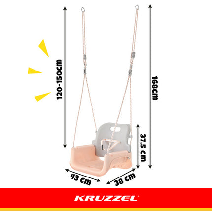Kruzzel 3-in-1 Kinderschommel - Groeimodel - Grijs/Beige