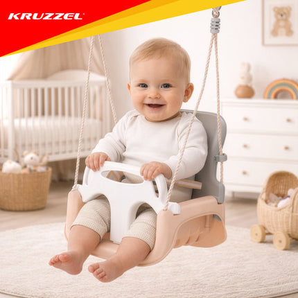 Kruzzel 3-in-1 Kinderschommel - Groeimodel - Grijs/Beige